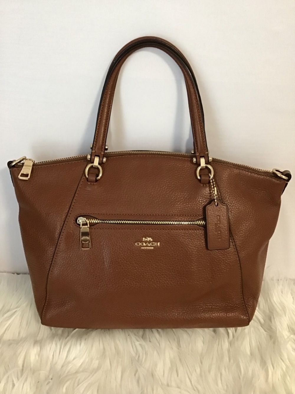 Coach Prairie Satchel Bag 79997 Tan Soft Pebbled Leather Purse No Long Strap - Picture 3 of 15